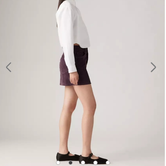 Levi's Icon Purple Plum Corduroy Mini Skirt 29/8 Cotton Button Fly - Picture 2 of 4